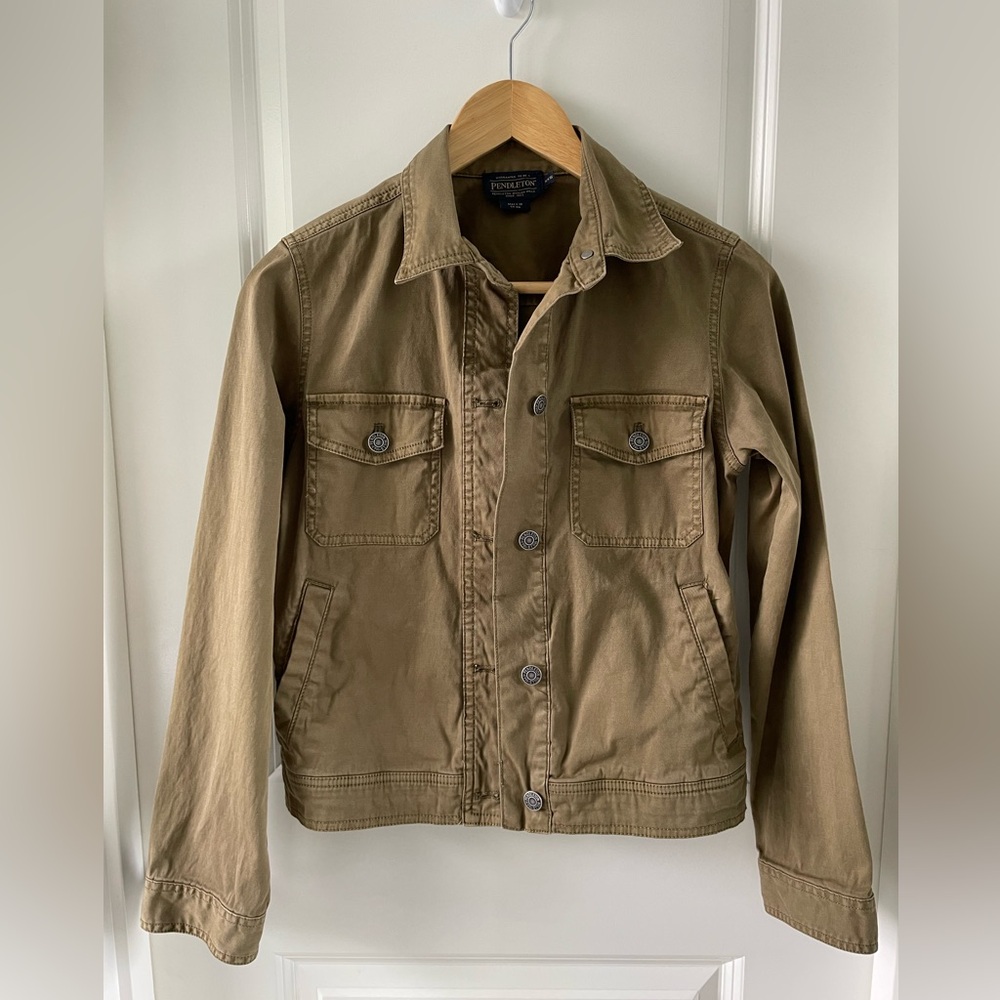 EUC Pendleton Green Cropped Trucker Jacket. Size XXS.
